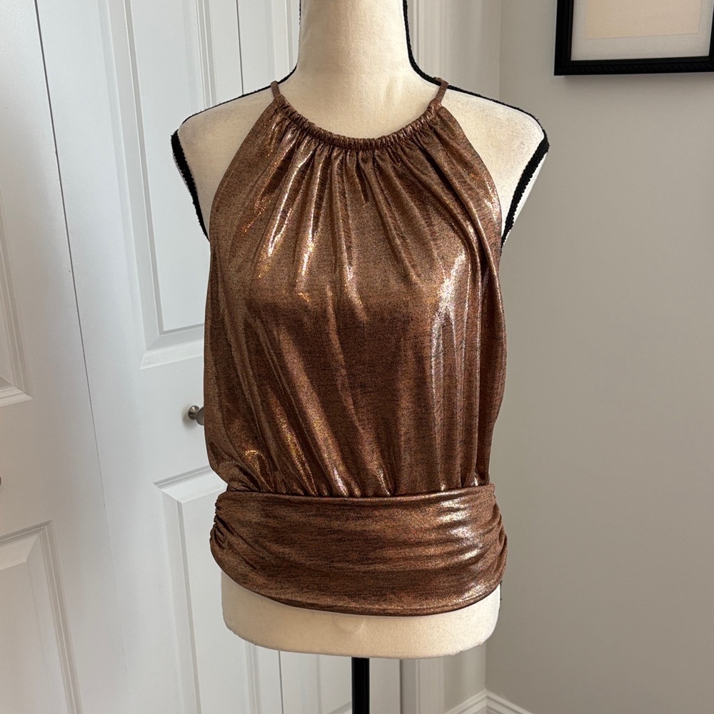WHBM Shimmering Bronze Halter Top NWT